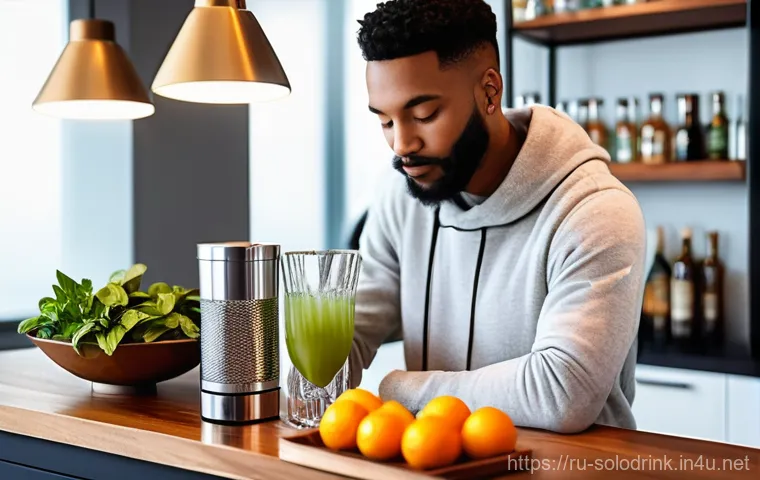 혼술과 1인 주거 트렌드   홈술 문화 - ### Image Prompt 1: The Mindful Mixologist's Sanctuary