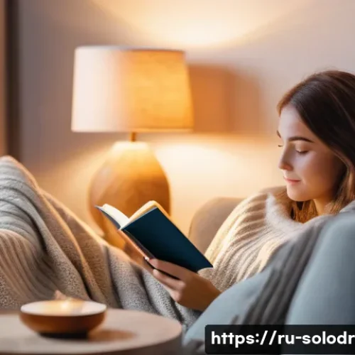 혼술할 때 필수 IT 기기 추천 - **"A serene evening scene in a modern living room, bathed in warm, soft smart lighting. A young woma...