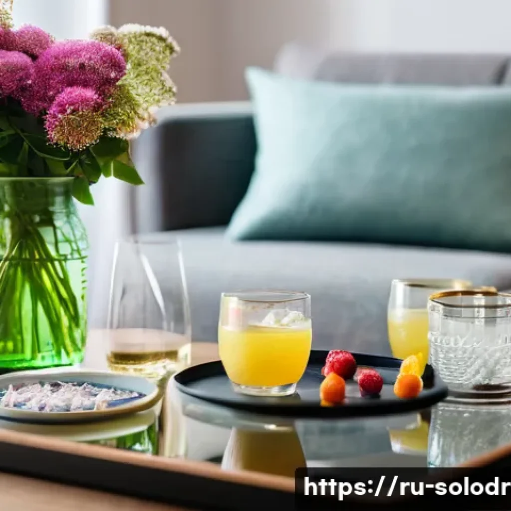 혼술할 때 SNS 활용법 - Cozy evening scene of a modern Russian living room with soft warm lighting, a person browsing Instag...