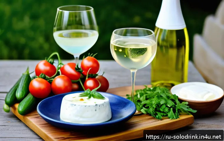 혼술할 때 필수 스낵 - A sophisticated white wine tasting scene featuring a chilled bottle of Sauvignon Blanc and Chardonna...