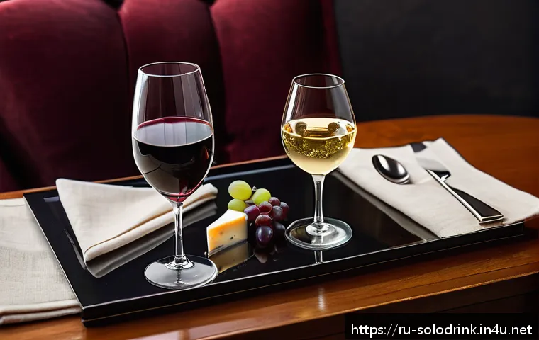 혼술과 와인 홈와인 테이스팅 가이드 - A cozy home wine tasting setup featuring a wooden table with three distinct wine glasses: a wide-bow...